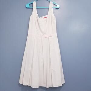 ABS by Allen Schwartz Polka Dots Pleated Fit & Flare Dress Pink Belted Bow